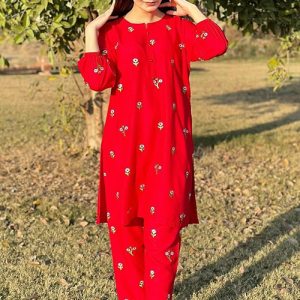 Cherry Embroidered 2 Pcs
