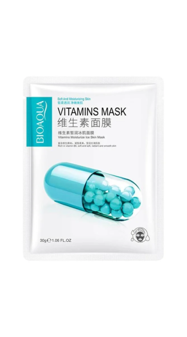 Fabric mask with vitamin B6 BIOAQUA Vitamins Moisturize Ice Skin Mask (Pack of 5)